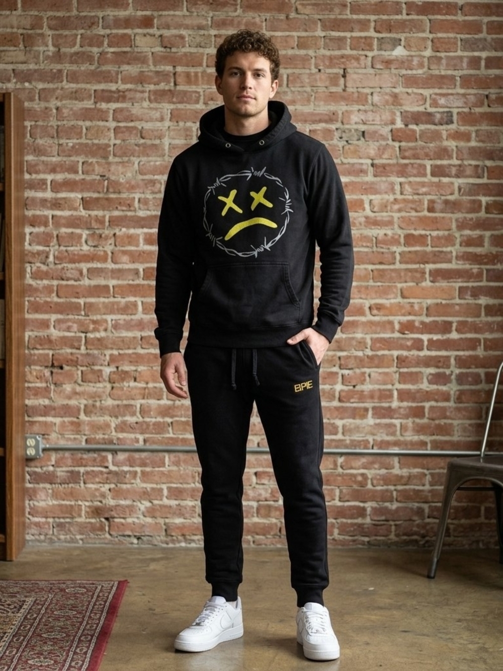 True Religion x Elanip Apparel Black Fleece Hoodie & Joggers Set Medium Streetwe